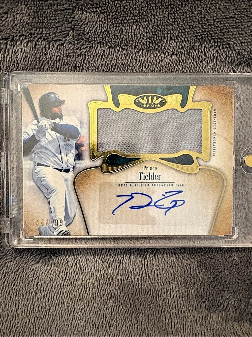 Topps Prince Fielder Autographed Tier One Jumbo Relic Card Autographed Relic